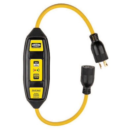 Hubbell Wiring Device-Kellems Portable GFCI, 20 AMP, 250 Volt, Self Test, Automatic Set, 25 FT Cord, Triple Tap, Yellow GFPILST20250LKA